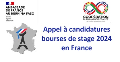  Appel à candidatures pour les bourses de stages 2024 -France
